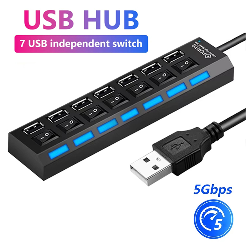 Laptop Accessories Computer - Rozdzielacz USB 2.0 z 7 portami